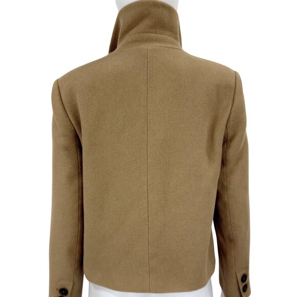 Zara Tan Cropped Wool-Blend Jacket | Minimalist Neutral Short Coat | Size S - Picture 8 of 10